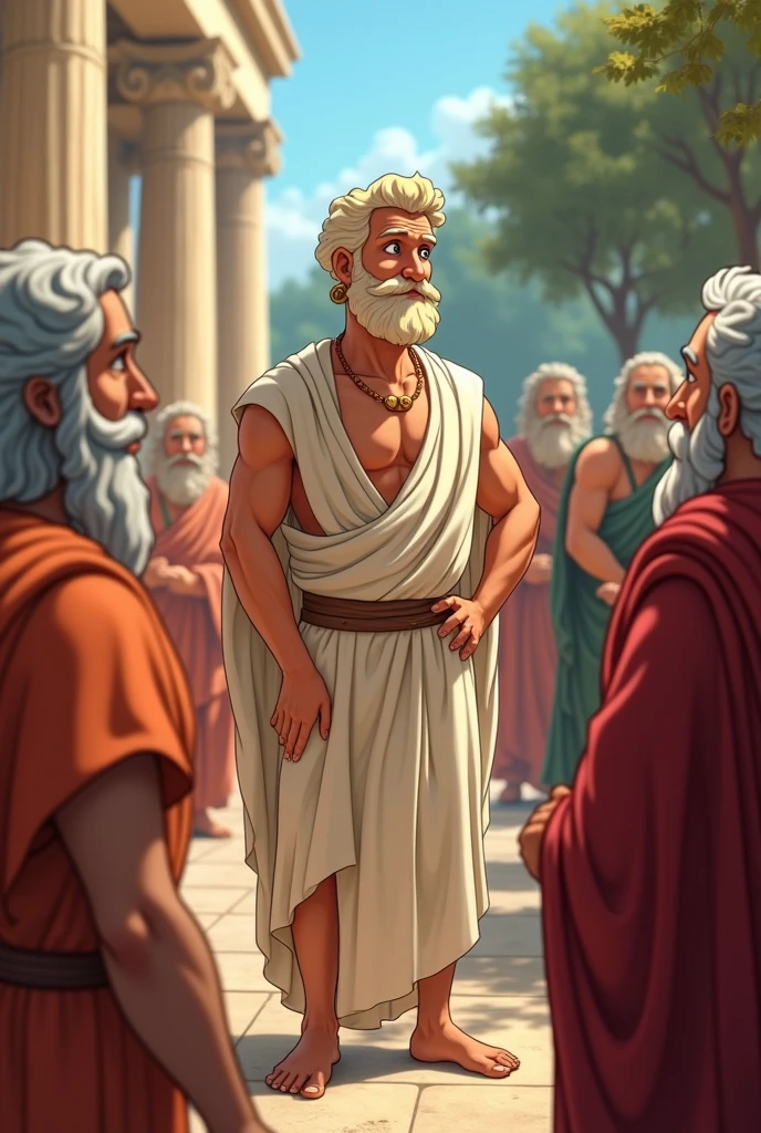 Arafed painting of a statue of a man with a sword in front of a crowd, Directed by: Aleksander Gine, inspirado em Gregory Manchess, Directed by: Gregory Manchess, Directed by: Jeremy Chong, Rob Rey, Directed by: Daniel Ljunggren, Directed by: Roman Bezpalkiv, epic scene of zeus, Directed by: Dan Christensen, Directed by: Zhou Chen, Mito grego pintura digital