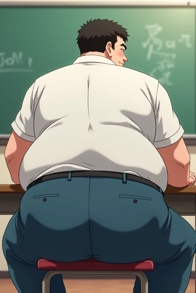 1 boy, horikoshi kouhei, absurdres, bakugou katsuki, blonde hair, boku no hero academia, chama kou, highres, male focus, muscular, red eyes, short hair, spiked hair, 8k quality, school, ( Bakugo_Katsuki, detailed eyes, detailed face, (((full body))), visible foot, barefoot, red necktie, (((sitting on the chair))), (((from side))), (((crossed arms))), sandy blond hair, red eyes, ((light smile)), looking at viewer, embarrassed, blush, (((hand on hips))), showing off muscles, masterpiece, best quality, male focus, upper body, handsome, male, gay, smooth and sharp focus, Wet body, one penis, (((XXL up penis))), (((nsfw))), (((Breeded))), (((emphasizing the extraordinary size of pregnant belly))), (((36 months pregnant))), (((pregnant belly))), (((Impregnated))), (((Cumflation))), (((nsfw))), (((musclegut))), (((giving birth to semen))).
