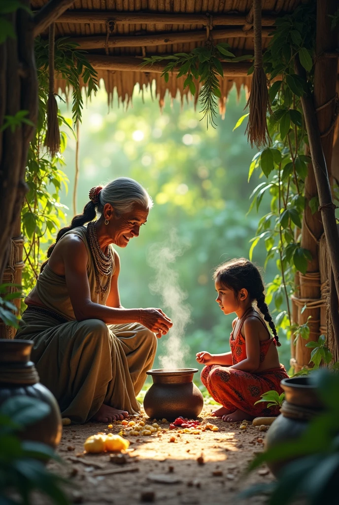 Maa parvati making a small human baby form using mud and clay
The clothes of maa parvati should be traditional indian saree
Don't show any cleavage of maa parvati