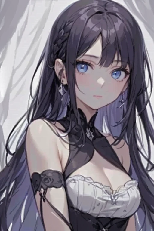 1girl, animal ears, bangs, black choker, black hair, blue eyes, blurry, cat ears, choker, closed mouth, collarbone, eyelashes, lips, long hair, looking at viewer, portrait, solo,(shiny skin),realistic,fashi-girl,milf,extremely delicate and beautiful,goddess,smile,pink lips