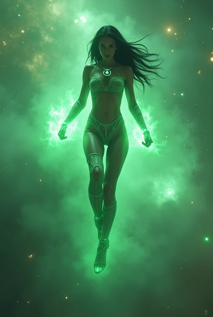 death in the form of a young beautiful girl surrounded by a green aura wearing only a black completely transparent robe reaps souls on the battlefield