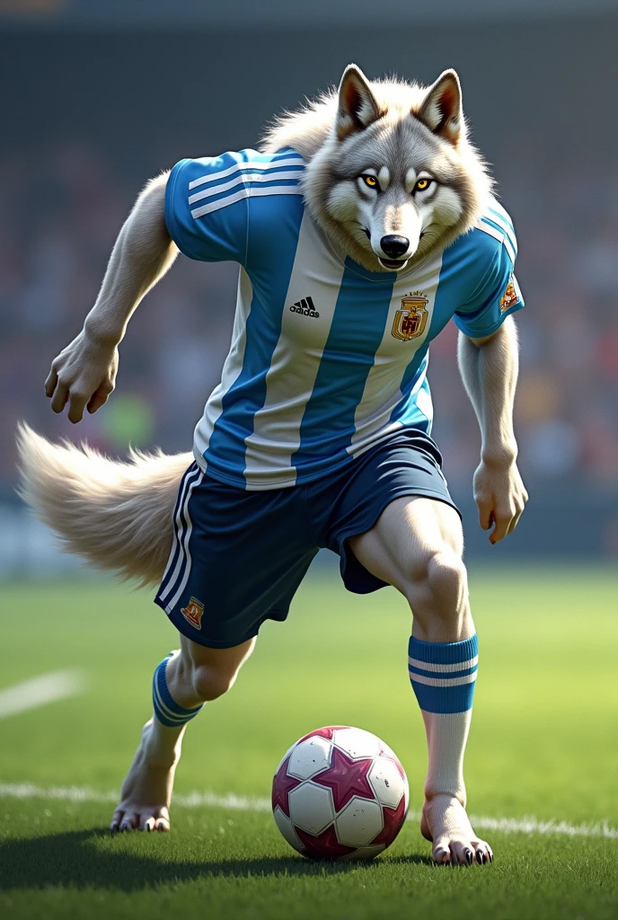 male furry anthro zabivaka, brown fur, (best quality, masterpiece:1), goggles on face, multicolor shirt, text on shirt, red shorts, soccer ball, action pose, kicking ball, smile, open mouth, high angle view, (green soccer field ground grass background:1.1), looking at viewer, vivid colors, <lora:zabivaka-v1-novelai:1.0>