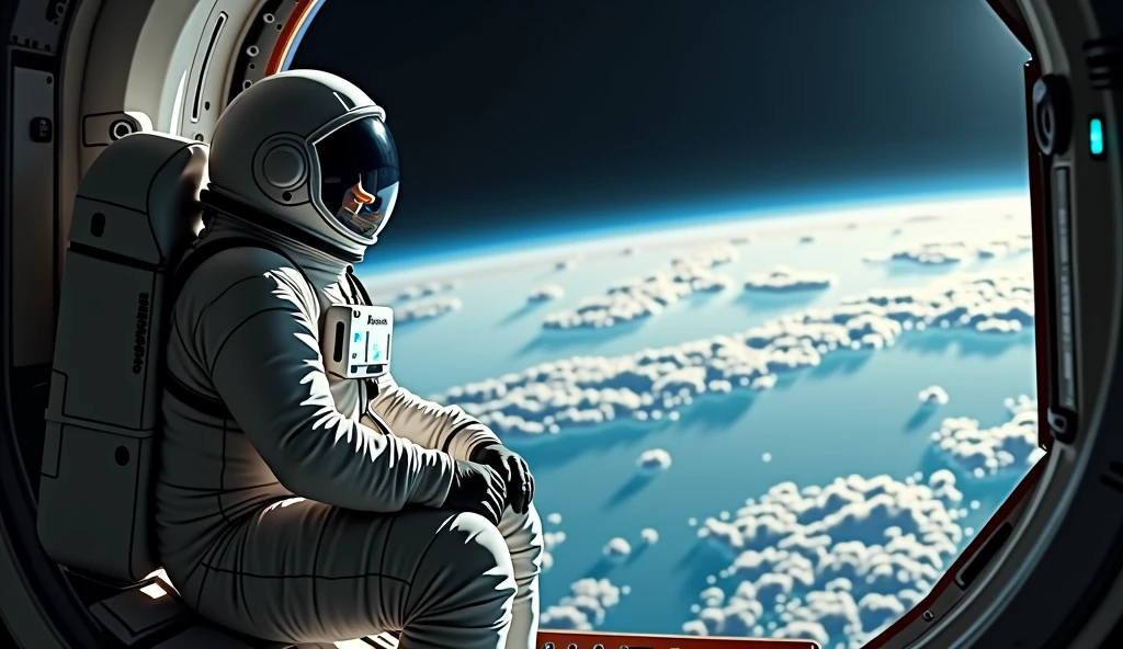 landscape, scenery, moon, astronaut, floating, a astronaut boy floating in space