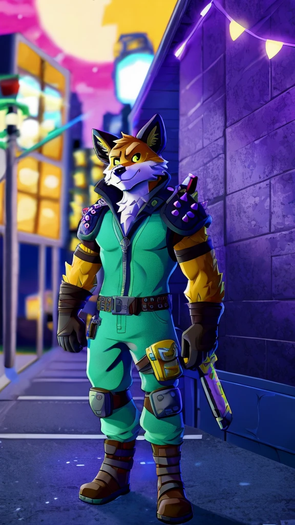 Fennix, at night, with his fortnite outfit