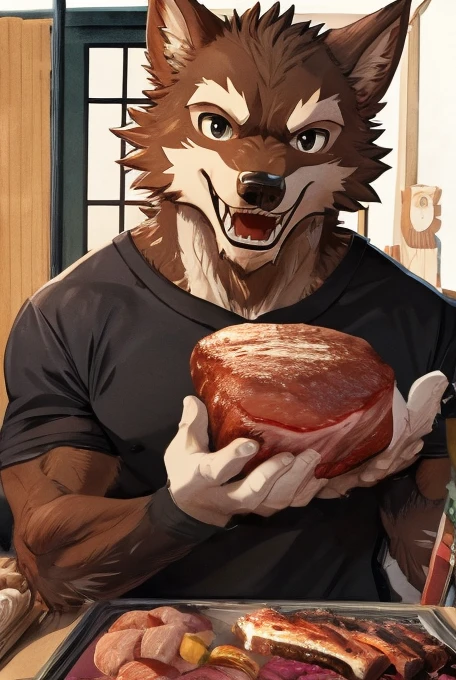 Werewolf Butcher Comics、Japanese Manga、 The scene where they talk about meat、Comical ...