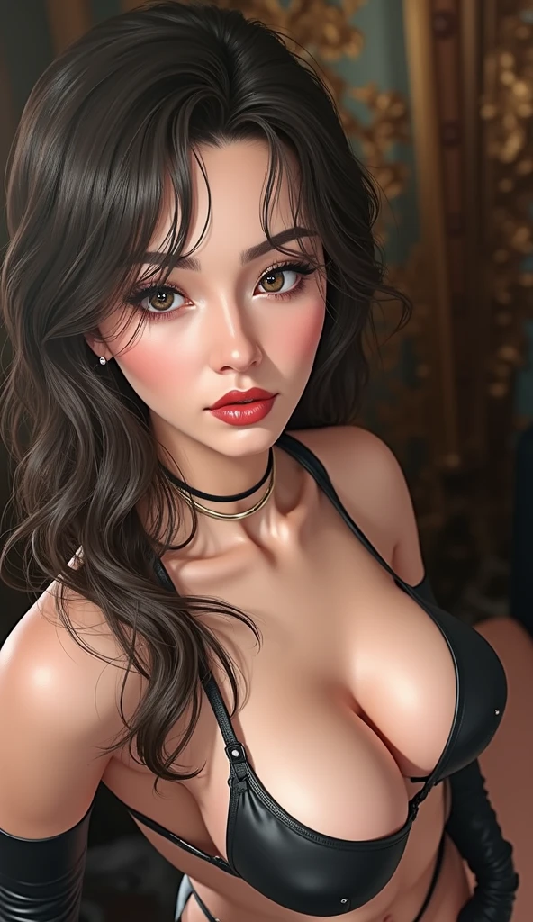 (Highest resolution),((the most absurd quality)),(masterpiece),((sharp focus)),((最high quality)),(photorealistic),(hyper realistic),(perfect proportions),(anatomically correct),(perfect female body:1.4),(firm normal full breasts:1.6),slim face,beautiful cheekbones,((slim,swell-muscled body:1.24)),(Super beautiful face),(realistic face),(highly detailed face:1.4),black_eyeshadow:1.3,absurd(ultra detailed eyes), finely detailed face,finely quality eyes,(tired and sleepy and satisfied:0.0),a woman's eye with a digital rendering,realistic eyes,perfect round eyes,finely detailed pupils,(brown_eyes:1.28),BREAK,detailed lips:1.3,red_lipstick:1.32,pink_makeup:1.3,(Detailed nose:1.2),(perfect dark eyeshadows:1.35),BREAK,long_blue_eyeliner:1.35,((Intricately Detailed lace underwear:1.4)),((lying in hundreds of dildos around me:1.4)),(wet underwear in an erotic dream----s 600 ----q 4 ----v 5.1)