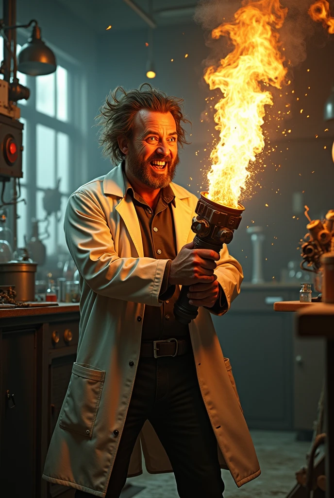 Mad scientist throwing away all his notes and evidence about his experiments
