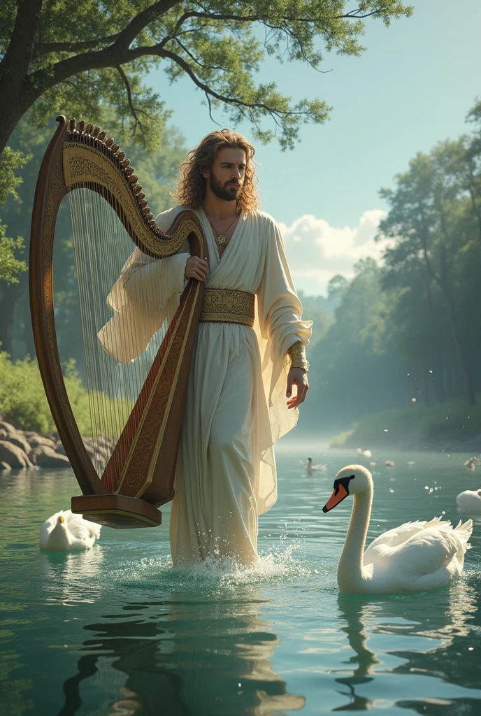 Apollo sitting in the sun with his harp