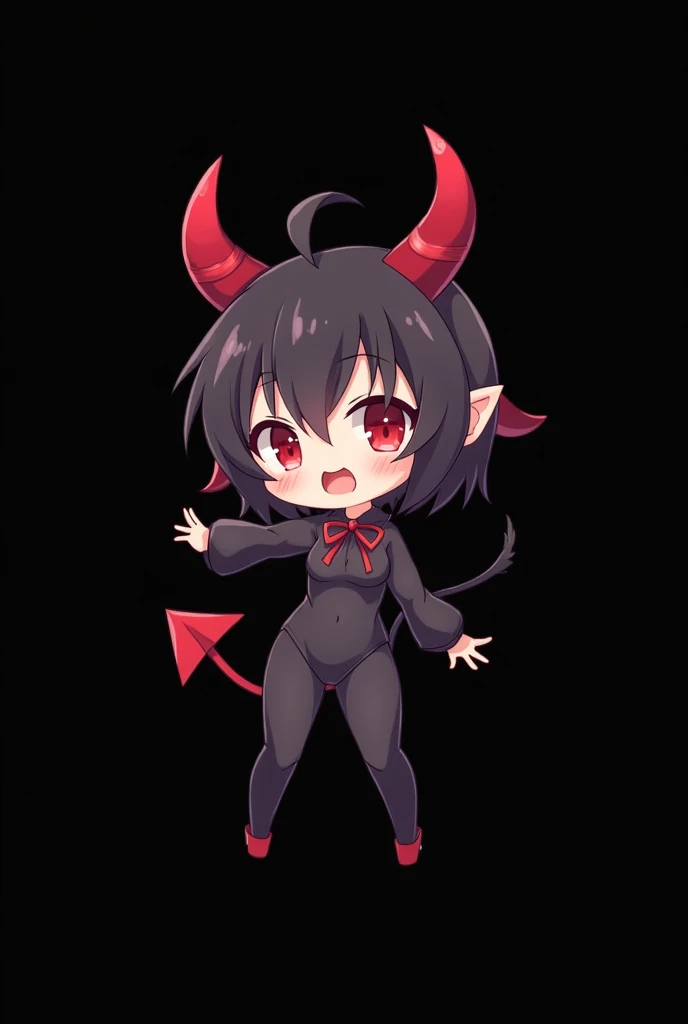 high resolution, Devil,devil's tail,devil's horns,naughty look,tooth,red eyes,young,flat chest,Completely naked,black,nipple,Pussy,spread legs,spread pussy