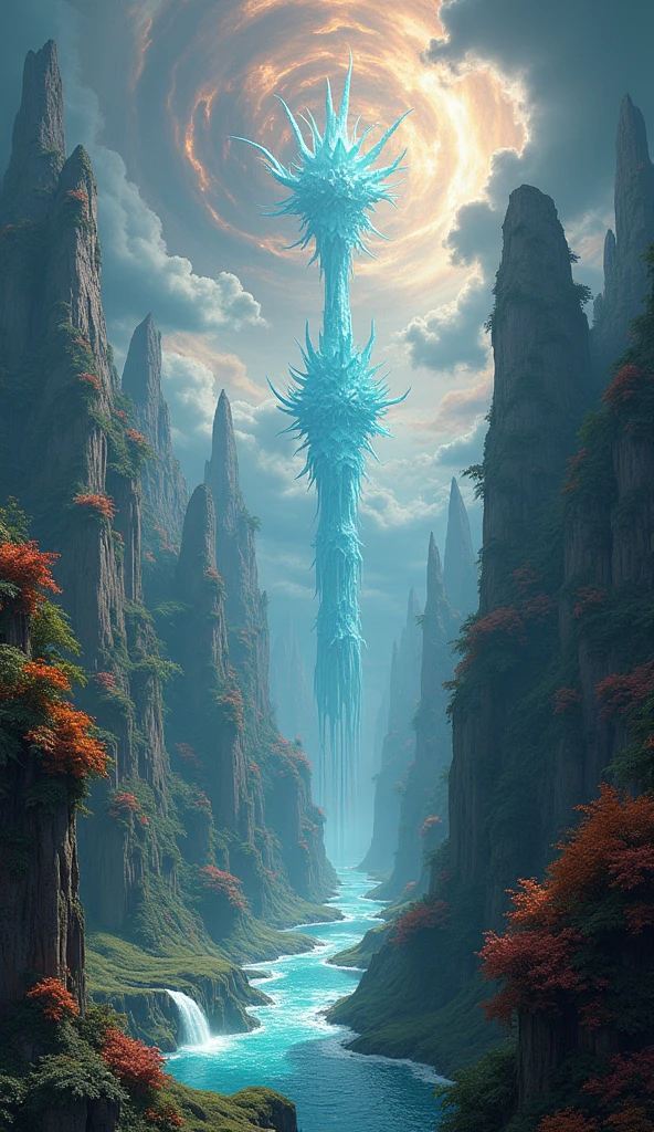 The world reborn, rising from the ashes, Creatures both fantastic and new.,

