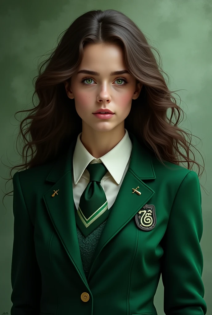 there is a young girl wearing a green tie and a green jacket, hyperrealistic schoolgirl, a hyperrealistic schoolgirl, photorealistic fan art, realistic schoolgirl, artwork in the style of guweiz, in the art style of bowater, photorealistic digital painting, hyperrealistic fantasy art, highly detailed exquisite fanart, portrait anime kaya scodelario