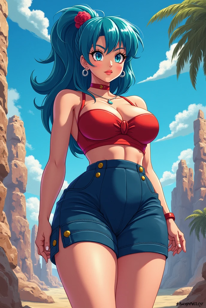 (La mejor calidad, Altas Resoluciones, Obra maestra:1.2), sexytoon, Camisa grande, tanga,  (azul_cabello, largo_cabello, ondulado_cabello:1), (:1), (At the top of an idyllic town:1.1), nsfwEM,