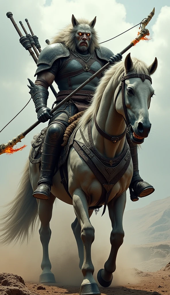 ((Top quality, 16k, masterpiece: 1.3)), drawing, A death knight statue on a skeletal horse with visible blood splatter, with no human presence other than the statue, In a burning or ruined castle