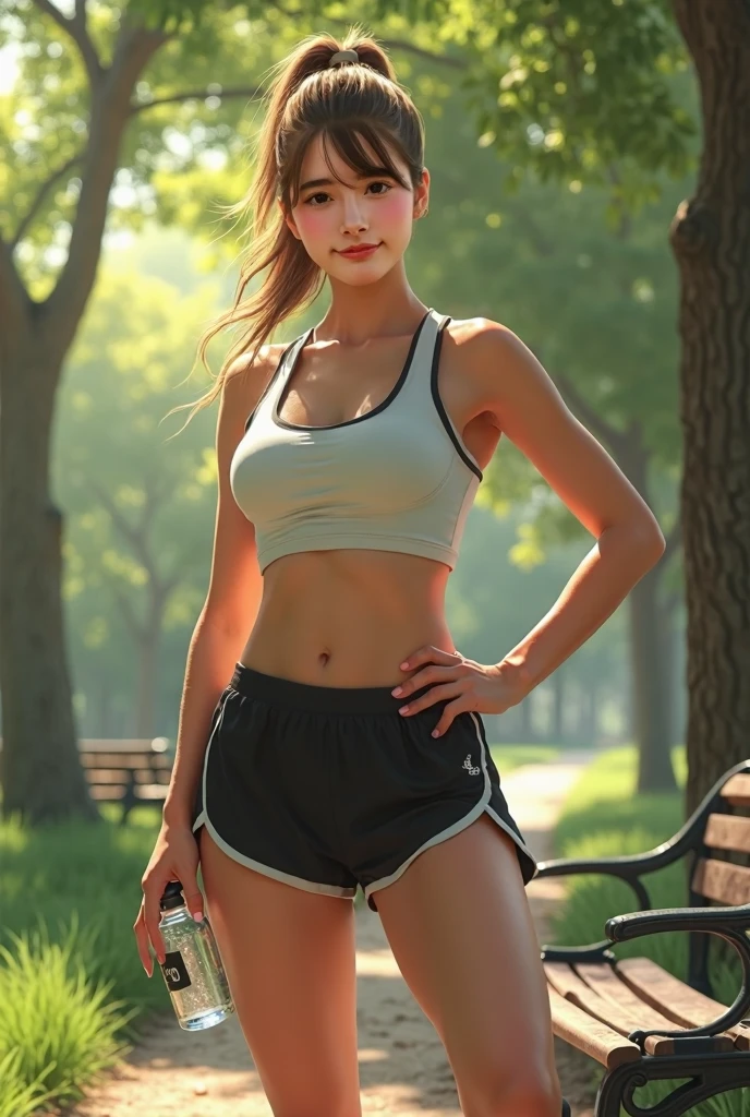 (Photographed with Canon EOS R5,Canon EF 24-70mm f/2.8L II,LED panel) , realistic photo, BREAK,
solo focus, (full body shot:1.4), BREAK,
BREAK, (Photo of a person seen from the front :1.5),
(1girl, flat chest :1.4), (high resolution detail of human skin texture : 1.5), (eyes are red and swollen),
(1 Japanese girl ), brown eyes, nipples, hetero, parted lips, looking at viewer, (spread legs widely:1.5),
flat chest, skinny body, lips, (loli :1.5),
perfectly proportions, breasts, brown short hair,
BREAK,
(wearing sports bra, wearing short spats pants under skirt :1.4), (Bare legs:1.4), (black short spats pants:1.4),(plaid skirt:1.4),
(Do not expose upper body, Do not take off skirt:1.4),
BREAK,
(sitting down on ground:1.5),
BREAK, (outdoors, forest),
BREAK,