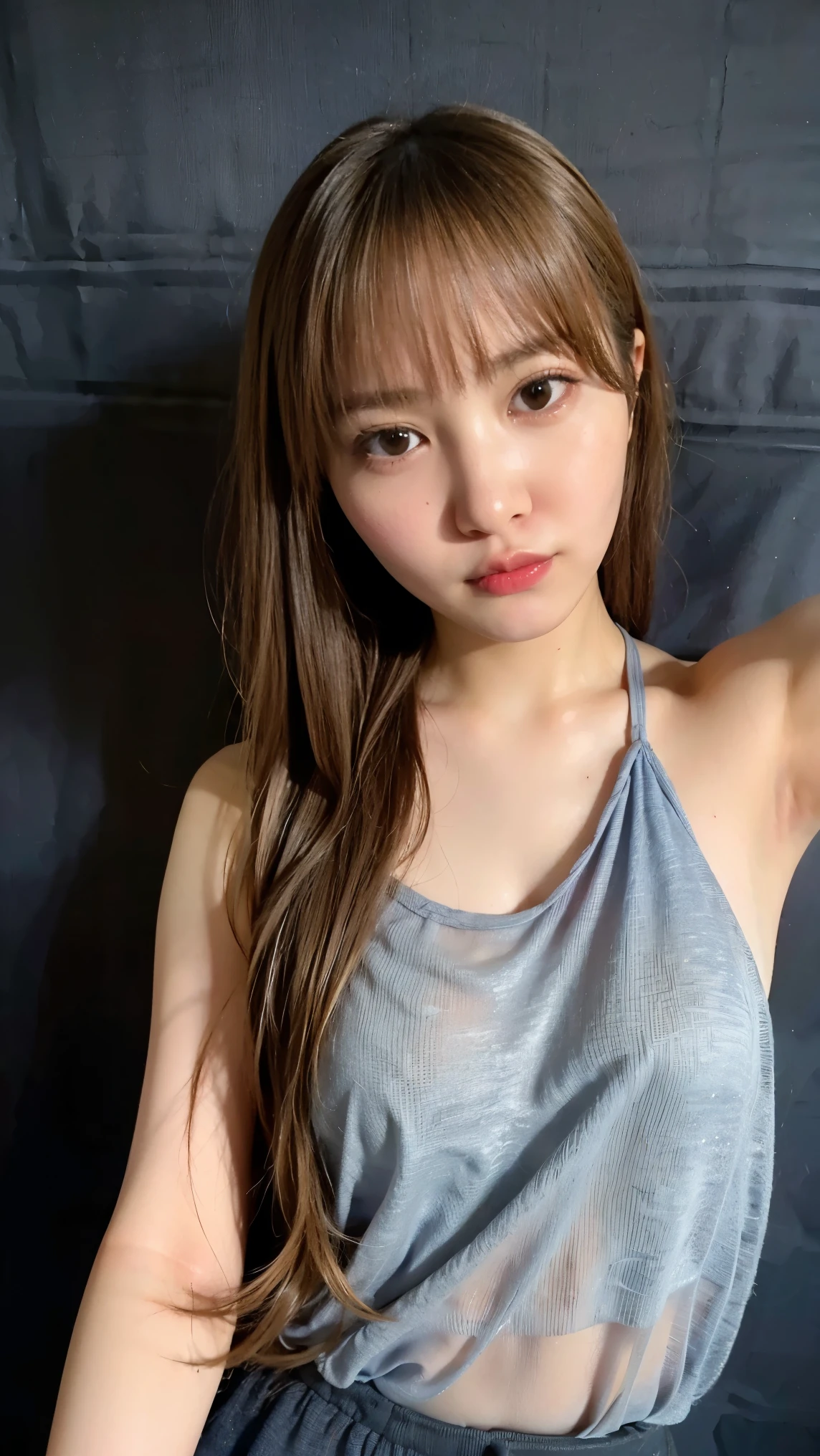 Cute Japanese Women Photos,  20 years old, Oil, One Length Hair＆Hair straightening balm:1.55, (photo Realistic:1.4), (hyper Realistic:1.4), (Realistic:1.3), (Smooth lighting:1.05), (Improving the quality of cinema lighting:0.9), 32K, 1 person,20 years oldの, Realistic lighting, Backlight, The light shines on your face, Ray Tracing, (Bright light:1.2), (Improved quality:1.4), (Highest quality Realistic textured skin:1.4), fine grain, Detailed face,(smile:0), (Emphasise close-ups of the face:1.3), (Enhances the beauty of skin texture:1.1),((Extremely precise and accurate anatomy:1.0)), (Enhances the beauty of skin texture:1.1), Clean, glowing skin, mesh, thin:1.2, (Realistic:1.3), Realisticなライティング, (Smooth lighting:1.05), 32K, One Japanese woman, fine grain, Detailed face, (Film Grain:1.1),(Accentuate your body lines:1.1), High resolution, Natural look, Kind eyes, Improves hair quality, Delicate light and shadow, Transparent muscles, Graceful pose, Beautiful Eyes, Sharp details, Soft light reflection, Beautiful contours, Delicate skin tones, Thin hair,Cute Japanese Women Photos,