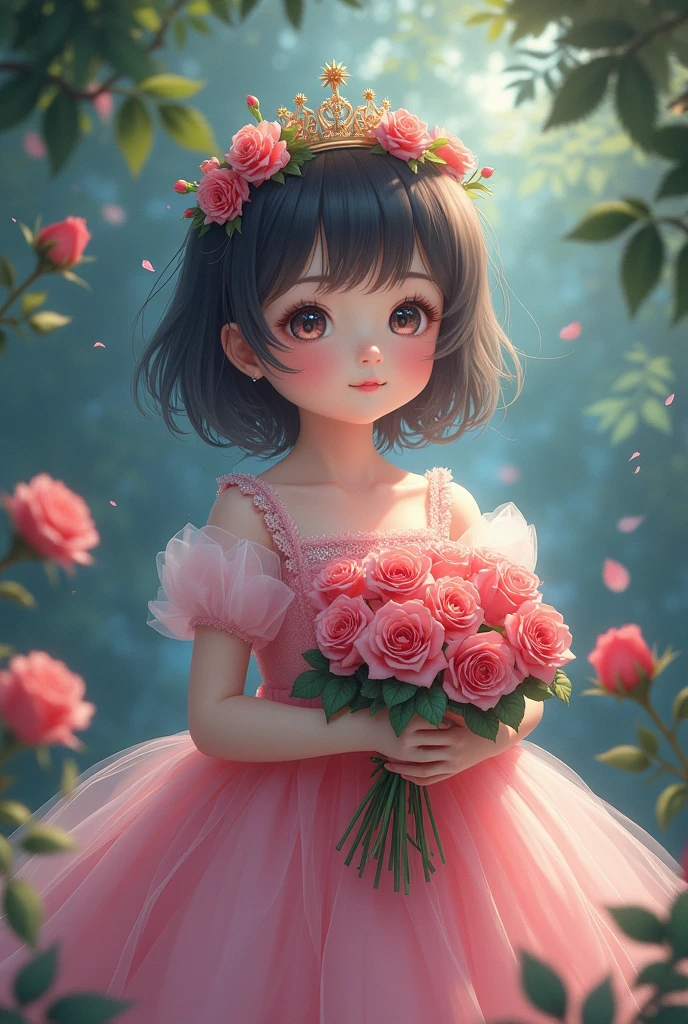 Little girl, sweet, sells flowers, masterpiece, good quality, detailed.