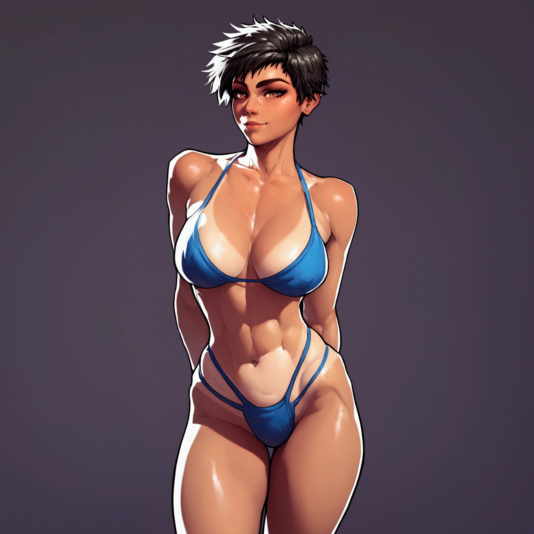 score_9, score_8_up, score_7_up, score_6_up, score_5_up, score_4_up,1girl, bikini, tomboy, cheerful, standing, tan lines, looking at viewer, cleavage, big breasts, dark background, realistic anatomy, high resolution, high quality, super detailed, sharp focus, perfect lighting, perfect colors, perfect perspective, balanced composition,
