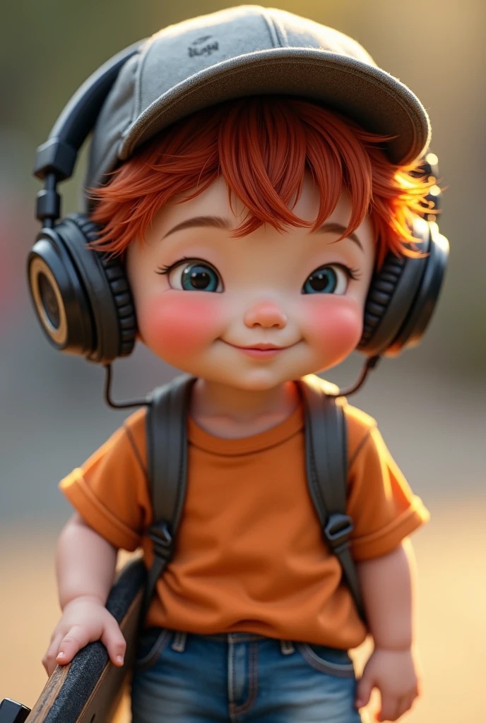Make a boy that is wearing headphone and listening songs 