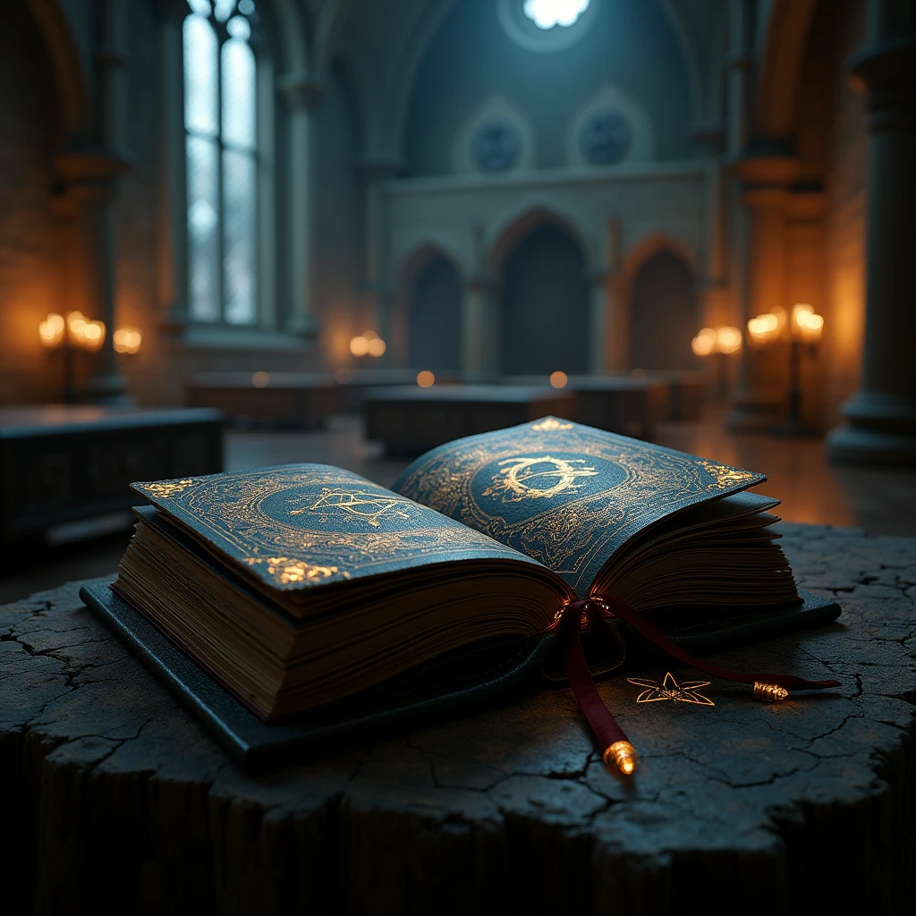 Creat a evil book in the dark red room with a shadow animation form
