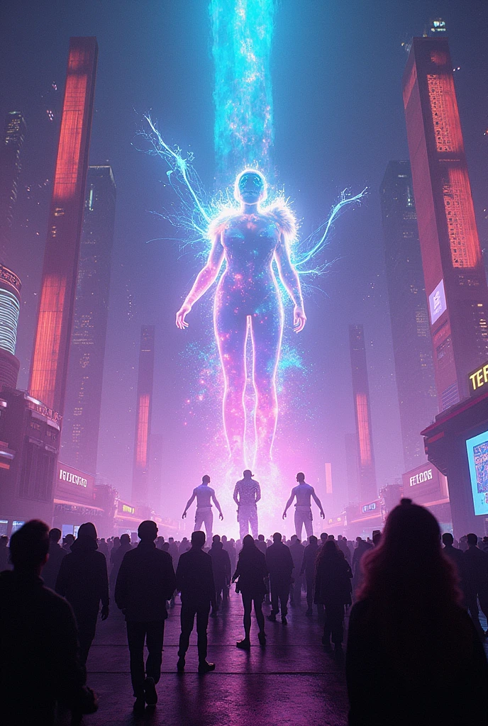 araffe standing in front of a house with a pink light, irridescent ghostly, huge holograms, by Josh Bayer, giant ethereal creature, ghostly form, ghost neon, holographic creatures, glowing fog intricate, by Mike Winkelmann, surreal hybrid animals, large translucent art statues, beeple. hyperrealism, it glows from the outside
