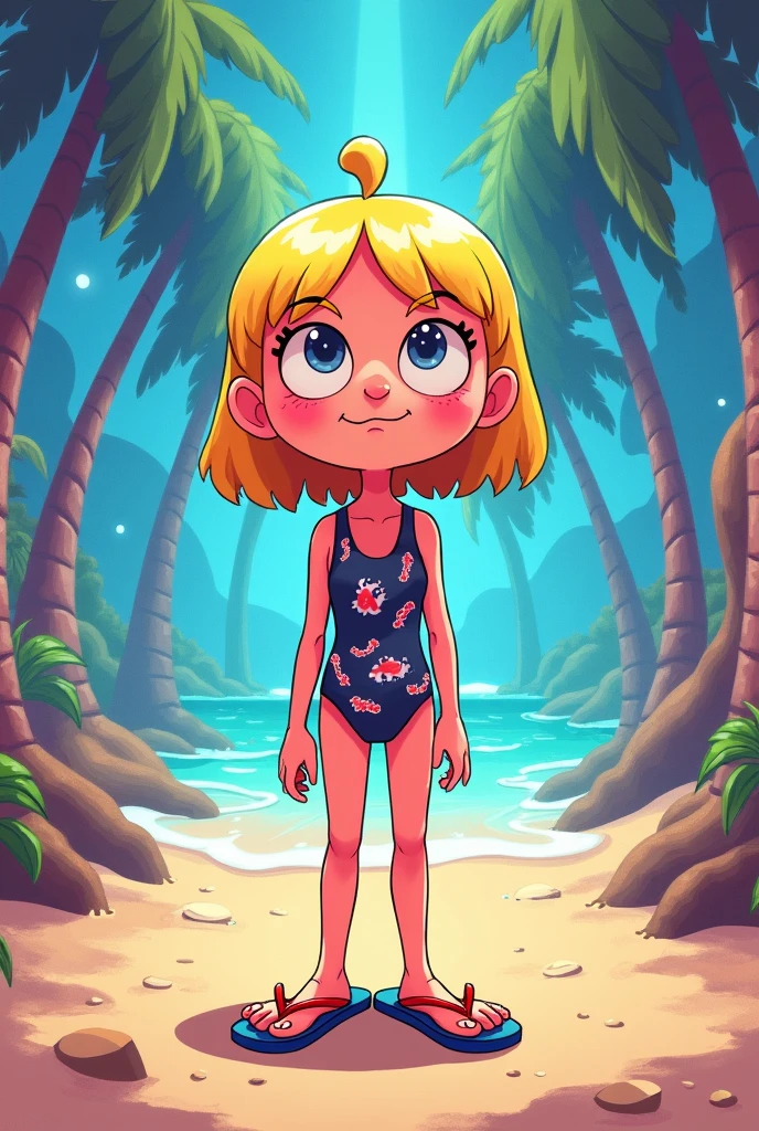 A cute girl in a pink bikini at the beach, looks back and seductively bends over by presenting her panty shot, smiling sexy at the camera.