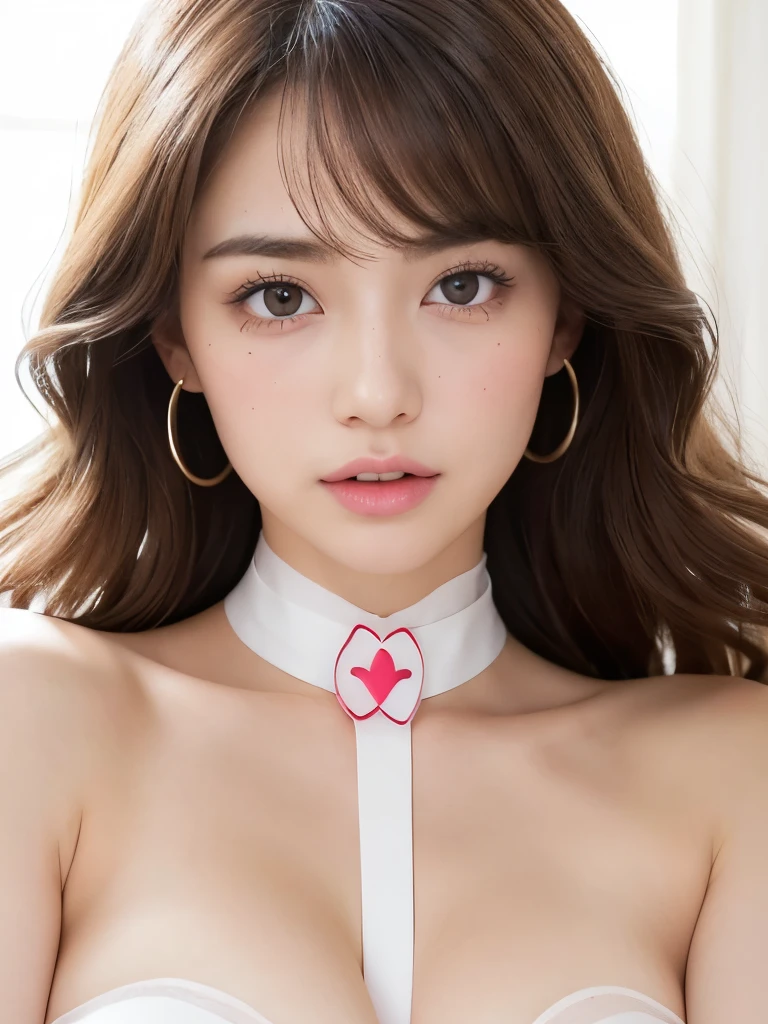 ((best quality)), (ultra-detailed), (extremely detailed CG unified 8k wallpaper), 2girl, (20 years old), ((beautiful big breasts)), (pink flower hair ornament), peanut butter brown hair, amazing face and eyes, pink eyes, (amazingly beautiful girl), smile, happy, school, classroom, (See-through sheer tiny micro bikini:1.3), miniature microbikini, seductive smile,