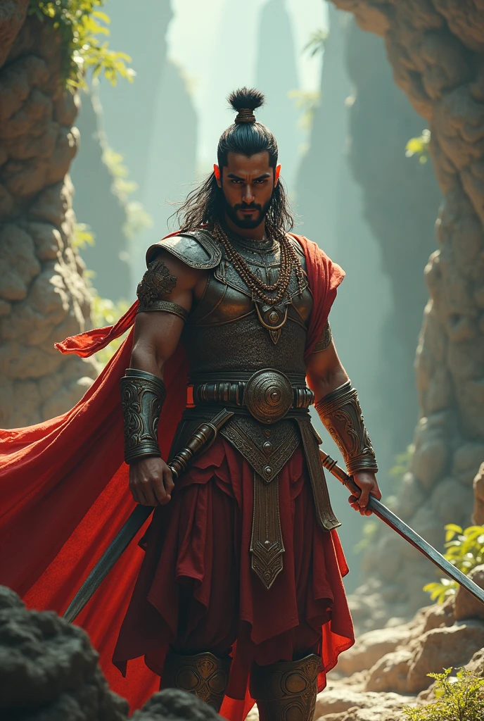 realistic cinematic photo of a warrior, persian temple background, powerful, fog, dust, mystic  . 35mm photography, movie, bokeh, professional, 4k, Very detailed