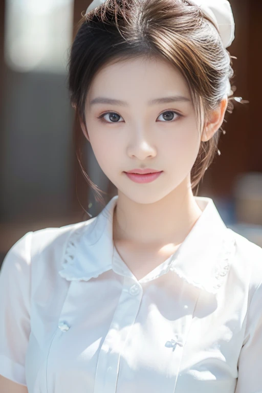 (highest quality,masterpiece:1.3,Ultra-high resolution),(Super detailed,Caustics,8k), (Photorealistic:1.4, RAW shooting),darkness,Dark studio,Japanese,20-year-old,smile,Natural Makeup,Black Hair Middle Hair,(White shirt),Big Breasts,Spotlight,Waist up shot,Low position,Low - Angle