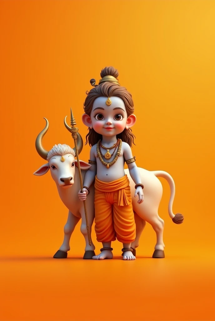 Cute child shiva parvati sitting on bull