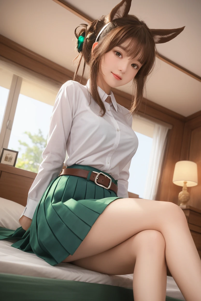 masterpiece, highest quality, High resolution,Ultra-detailed, Stunningly beautiful woman,１People Girls, (Beautiful girls, Delicate girl:1.4),break, (21 years old:1.4), break,(gray coat,Navy Blue Blazer,White shirt,Navy Skirt),High definition skin,Extremely fine grain definition,(Symmetrical eyes:1.3), break,(Inside the company:1.3),break,Small breasts,Brown eyes,ponytail,brown hair,(Eye and facial details:1.3),break,(A smile that shows white teeth:1.3),break,pose sitting on a chair,