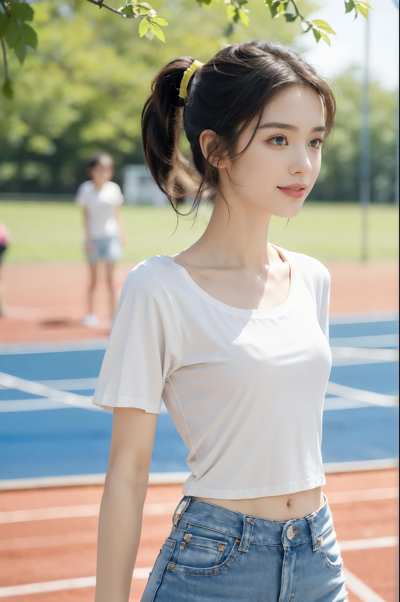 Neat and clean elementary school students, petite person, shores, (slim, Small, Flat, Small), Short black hair, Photorealistic, detail, Skin Texture, Ultra Detail, delicate sexy collarbone, Smile, Super Detailed Face, Detailed lips, Detailed eyes, 10years old girl、Delicate eyebrows、Two girls on ball bokeh background , 10yaers old, Happy smile, masutepiece, Best Quality, Detailed, Lori, elementary student, (shortsleeves),Lori, tits out, (slender:1), japanse, small brest, Vulgarity, The wind is blowing,tits out、small tits、Detailed, Lori、Just Waist Panties、Wear underwear in sober colors、Navel、full body Esbian、childish figure、Inches、hands behind back、Sports bras in muted colors、Looking at the camera、Facing forward