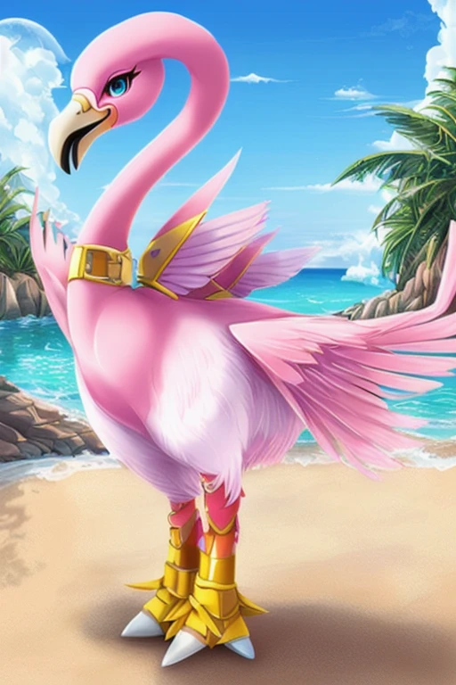  Female flamingo Digimon style 