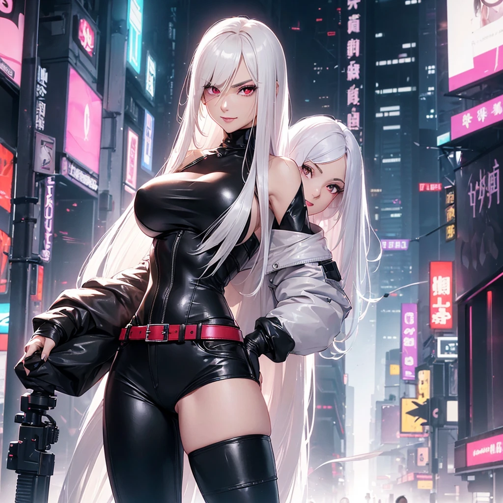Silver hair, pink eyes, body, neko, sexy