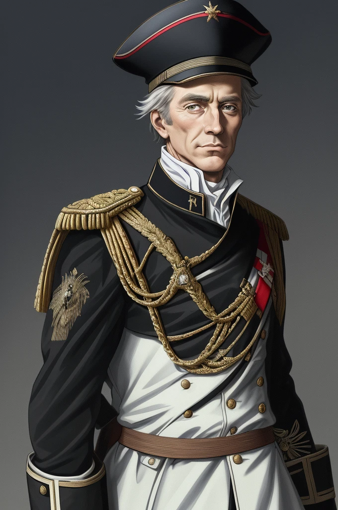 Best Quality, masterpiece, High resolution,，（Michael Friedrich von Melas），Austrian Empire，French Revolutionary Soldier，Medals，marshal，（grassland_background），Middle-aged men，Anime Style, 4K, Alone，whole body， Looking at the camera, ，white_Coat， Hyper Detail, (Intricate details),