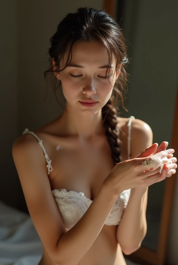 girl playing with her breasts