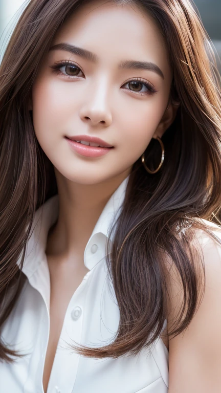 ((Best Quality, 8K, masutepiece :1.3)), Sharp Focus :1.2, A cute 16 year old with a perfect figure :1.4, Slender Abs :1.3, Raw photography、超A high resolution, Full body, fair white skin、shiny white skin、(Wavy blonde hair)、dark brown hair、Ultra-fine eyes, super fine hand, Ultra-fine fingers、Beautiful eyes with random colors、very thin lips, finely detail、elongated eyes、pale pink blush、long eyelashes beautiful double eyelids、Lighting that emphasizes beautiful skin、Shiny skin 2, ((Layered longhair, Big breasts :1.2)), Open Shirt Show Bleach , (Detailed transparent clothing), (see through bra), ((Detailed white tight shirt )), ((Detailed face )), ((Detailed tight short skirt), water shower, luxury office :1.4, Highly Detailed face and skin texture, Detailed eyes, 二重まぶた