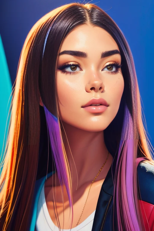 um close up de uma mulher com cabelos longos e borboletas azuis no cabelo, borboletas azuis brilhantes, com luzes azuis brilhantes, foto de perfil, elegant fantasy style braids, imagem de perfil, imagem do avatar, arte oficial, borboleta, Retrato Willow Smith, belas fotos avatar, borboletas brilhantes, fiber optic hair, Arte digital, tomada em 2 0 2 0, blue holographic face