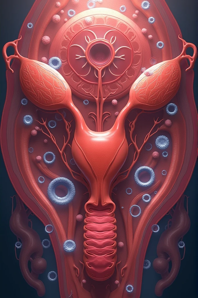 ((pregnancy:1.4)), X-ray transparency of the abdomen, Depiction of anatomy, Uterus, ovary, ovulation, egg, moment of fertilization