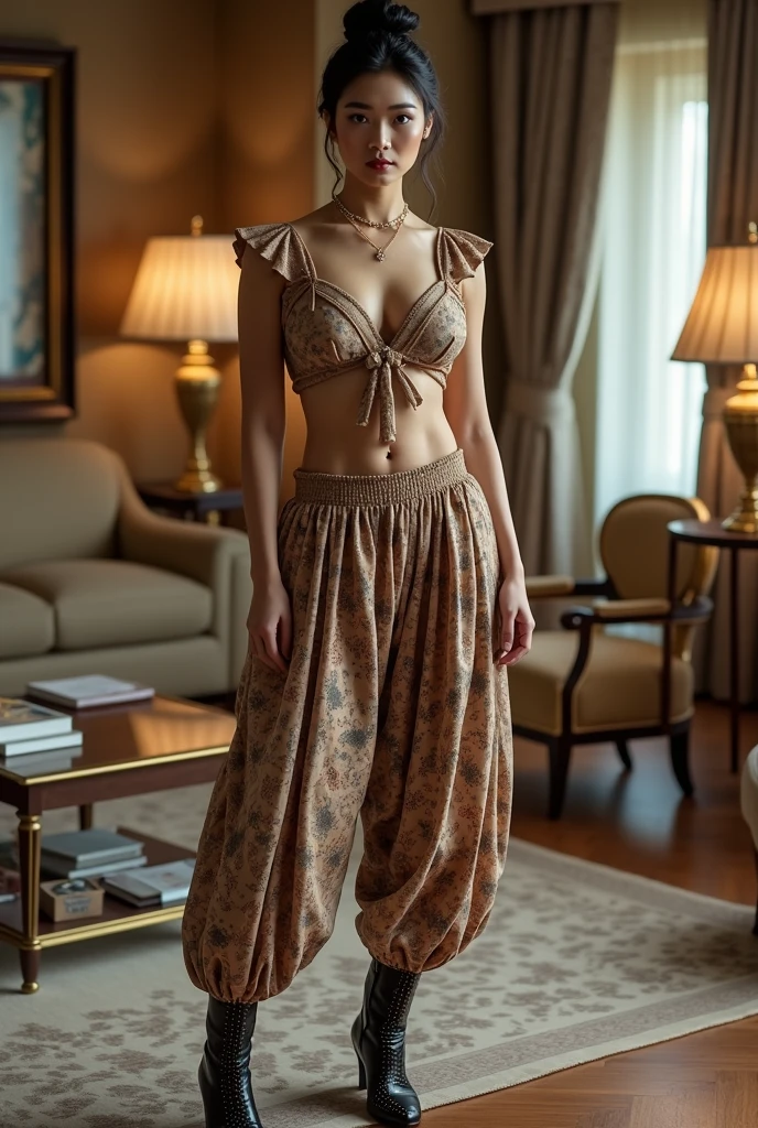 An arafed asian woman sitting on steps in a room with a bed, draped in silky gold, captivating and enticing, dressed in silk, satin, draped in silk, sensual, draped in gold, sensual woman, tease, dressed in a green robe, in a silk robe, beautiful goddess, elegant posed, revealing outfit, open shirt, elegant gold body.
Masterpiece, ultra detailed, realistic, photo realistic, high detail RAW color photo, professional photograph, extremely detailed, finely detail, lens flare, Dynamic lighting, 8K, RAW Photo, Best High Quality, Masterpiece: 1.2, Ultra HD: 1, High Detail RAW Color Photo, Pro Photo, Realistic, Photo Realistic: 1.5, Live Photo, Super detailed, Masterpiece, Real Skin, Realistic Skin, Realistic HD Eyes, Highly detailed Eyes, Perfect Eyes, Perfect face, Perfect fingers, extremely detailed face, extremely detailed eyes, extremely detailed skin, perfect anatomy.