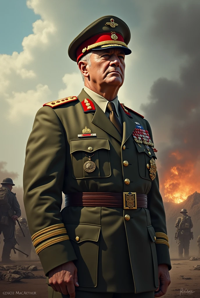 Painting of a man in uniform standing with his hands on his hips, hearts of iron portrait, inspirado em Adolf Dietrich, inspired by Adolf Ulric Wertmüller, Portrait style of iron hearts, inspirado em Armin Hansen, inspirado em Hans Fries, Leader of fascist Hungary, Directed by: Hans Fries, Directed by: Isidore Kršnjavi, 55 years old, with a bad face;