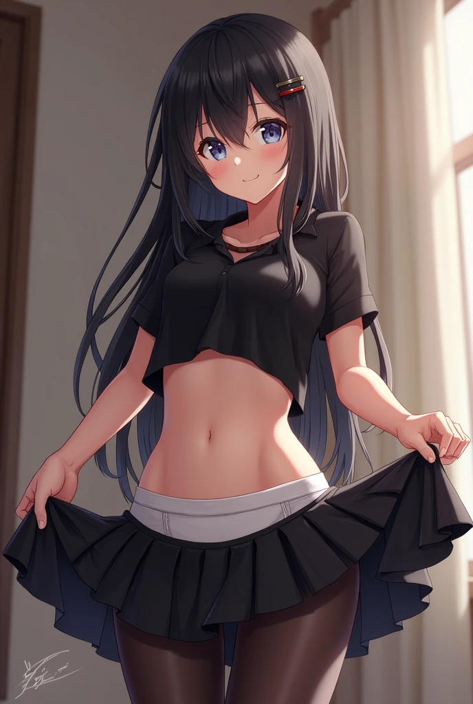  Anime girl with perfect face and beautiful tits in  showing her tits and perfect body , a short skirt and no panties showing a wet and shiny vagina