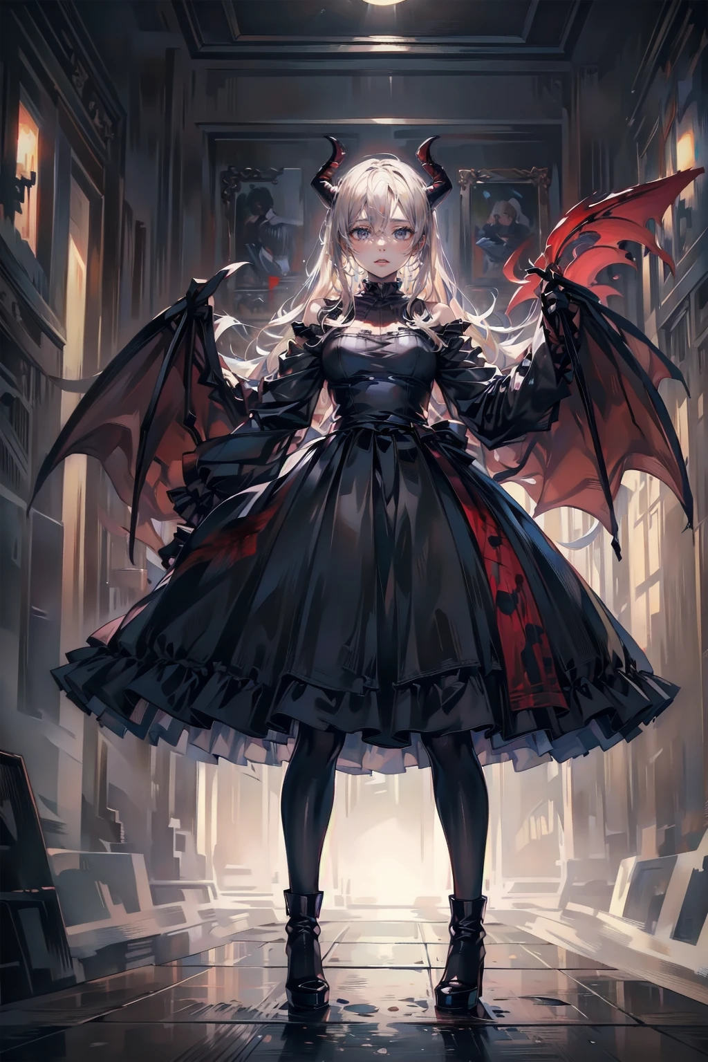 , Perfect Eyes, Soft Light, high quality, 4K resolution, Masterpiece: Finely textured skin, Attention to detail, 最high quality, Awards, Very detailed, high quality, devilの女王、Goat with horns, Gothic Dress, Living in the depths of hell, Lava flow, Blue long hair, Bright Blue Eyes, Red High Heels, Navy Blue Dress、Shadowed face　、Have a weapon、Staring at the audience with a frightened expression、beautiful girl、とてもcute天使、Pink Gothic Fashion、cute、、smile、Long skirt、Black long boots、.(最high quality,4K,High resolution,masterpiece:1.2),Very detailed,Realistic:1.37,Spooky altar background,Dark fantasy,Red color scheme,Ominous atmosphere,Eye-catching,Storytelling,anatomy,Anime Style,Concept Art,beautifulAttention to detail顔と (((Red eyes ))),A terrifying ritual ,devilの儀式,Premature death,Inappropriate behavior,クレイジーなsmile,Scythe Face,Girl Monster, beautiful, Delicate facial features, Sharp Eye, Sharp Fangs, pale Skin, Dark Background, Cinema Lighting, Dramatic Shadows, Gothic style, Gloomy atmosphere, Dark fantasy, One person&#39;S, Please open your mouth wide, Open your mouth and baring your teeth,Sharp teeth like a beast, Wide lips, Very wide mouth, Red cheeks, ,(Blood splatter:1.4),Scary smile, smile,Angel Design, TwiSted smile、Bloody、Head bleeding,,,,,、Blood splatter、,(Blood splatter:1.4),skull,devil&#39;s gun,Horror Style, ((Fantasy Sweet Ta Frill Pink Costume)), ((Flowing blonde hair)), ,(Blood splatter:1.4),Female Curves, Sexy flat stomach, Perfect hands, Perfect anime character face, (Pink Tata Dress)), Standing, ((邪悪なsmile)), ,(Blood splatter:1.4), Steam circulation, Moonlight Illumination, night lighting, (Blood splatter:1.6),アニメAngel Design, TwiSted smile、Bloody、Head bleeding,,,,,、Blood splatter、,(Blood splatter:1.4), skull,Gothic architecture、Western architecture、ファンタジーのworld、,Victorian city, Skeleton Gas Light,Absurd, High resolution、 ((Tabletop)), ((最high quality)), (Very detailedな), ((Very detailed)), (beautiful), ((cute)), (NFSW:1.8), One personで,(:1.6)、(world&#39;最も恐ろしく不気味なdevilの少女:1.5)beautiful face、Full Body Ezbian、pale, beautiful肌、beautiful金の髪、smile gently、Dark building ruins、(snow white&#39;Frill dress:1.3)、(The dark ruins are stained with blood:1.3)、Low angle full body shot、(少女は血の池の中にStanding:1.5)、(The ground is full of blood:1.3)、(The girl lost a lot of blood.....:1.3)、(クレイジーなsmile:1.6)、Spirits、(Blood dripping from the mouth:1.3)、
