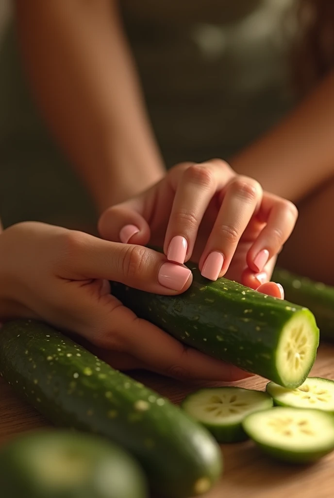 (photorealism:1.2), beautiful woman, laying on bed, and all suck a cucumber with 4 girls naked with very big titts and latex gloves