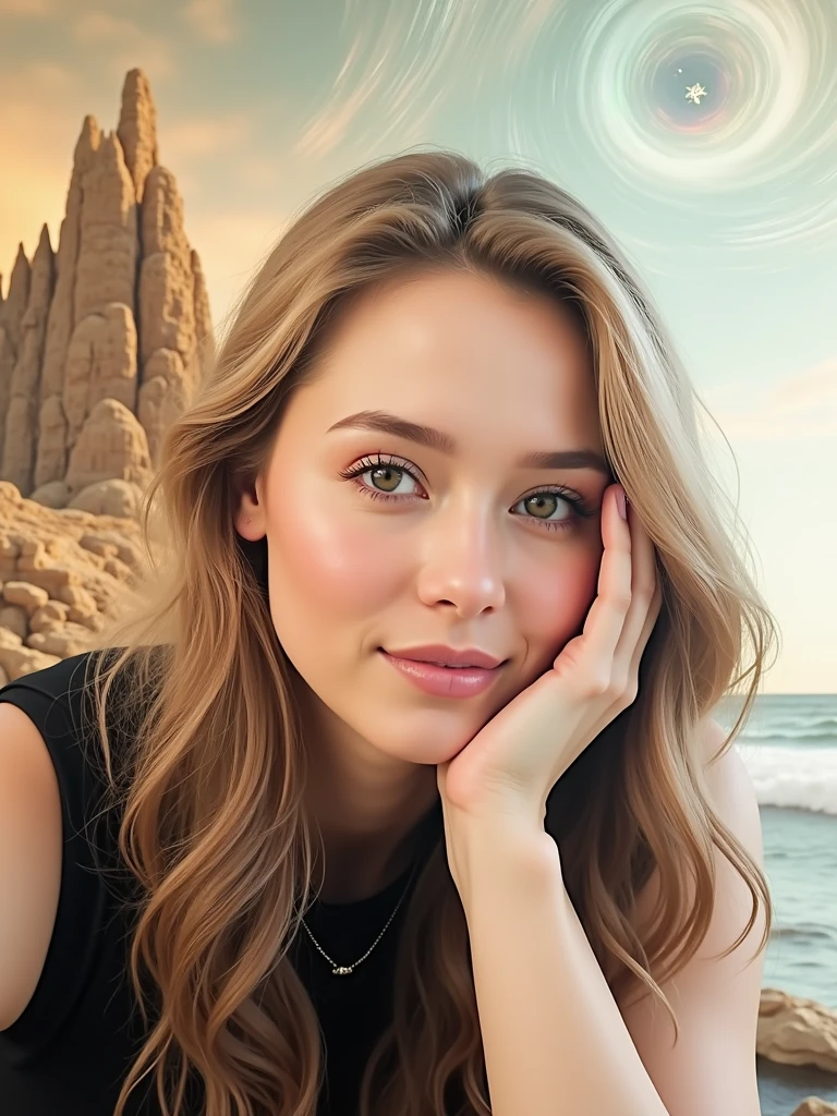 Emilia Clarke in the beach, masterpiece, realistic