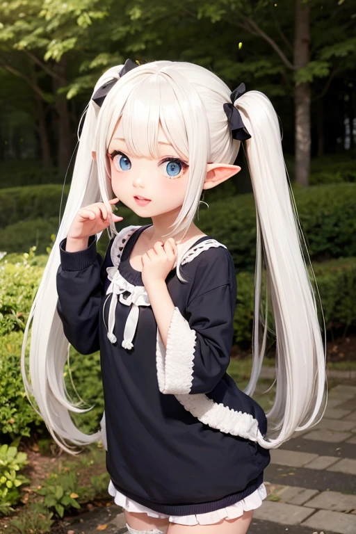 (cowboy shot,very long hair:1),acfd4dd522MI,1girl,solo,tail,red_eyes,pointy_ears,gothic,jewelry,long_hair,white_hair,sitting,twintails,demon_tail,earrings,