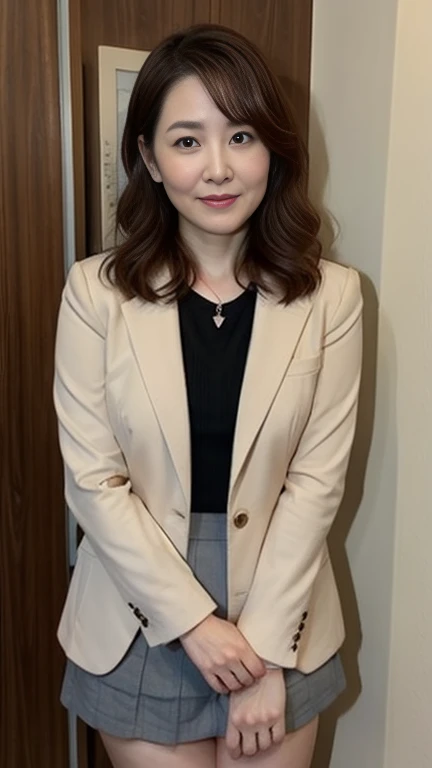 (In 8K, Highest quality, masterpiece:1.2), (Realistic, Realistic:1.37), Very detailed, Natural light, , 1 person, 48Old woman, Black Hair, meanwhile, Trendy clothes、Less exposure, Very detailed顔と肌, Detailed eyes, Very detailed顔と肌、Take a full body photo、color々Pause