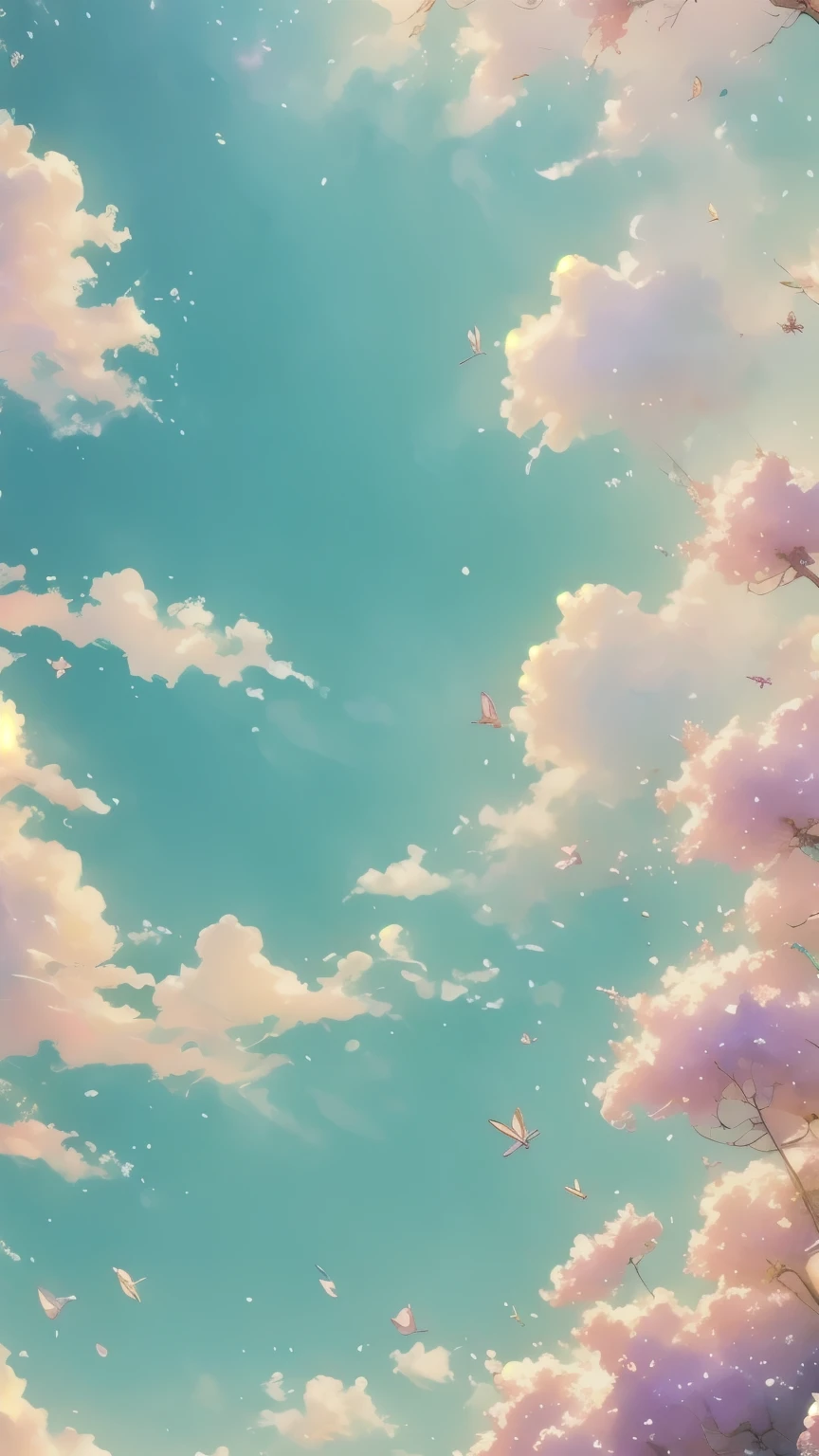 Cute and fluffy clouds ,Glitter pastel clouds , pink and purple tones, Beautiful clouds