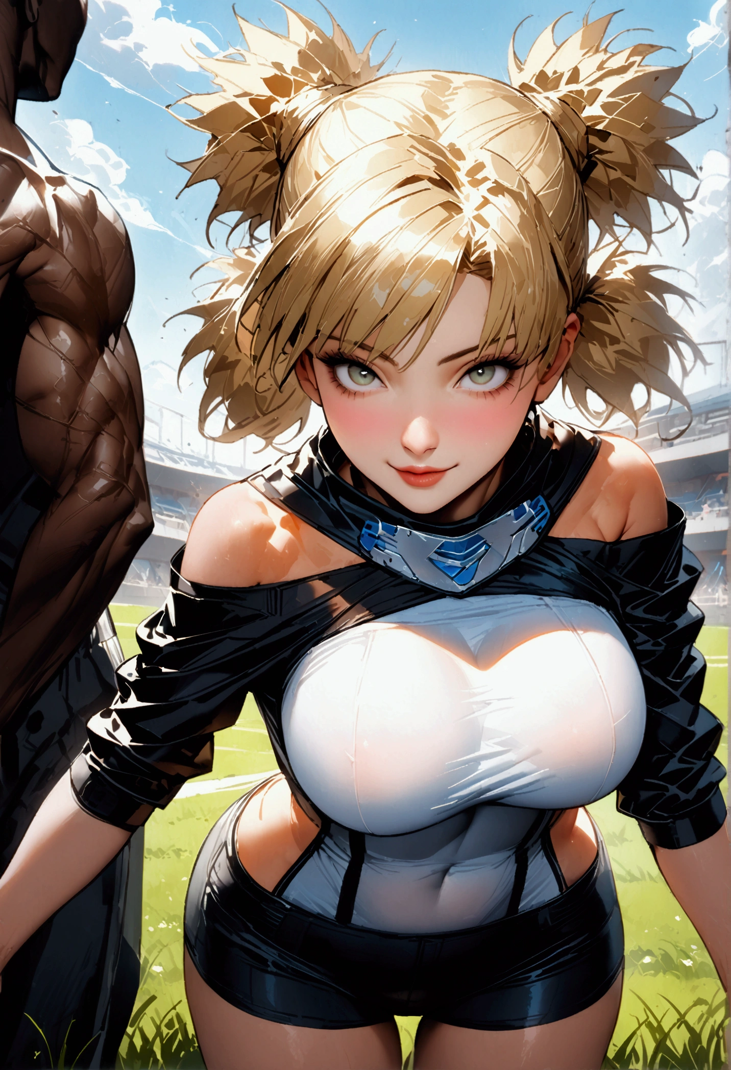 (((((Temari)))))、(Blonde)、(Twin tails)、((Big big breasts)),((Show me your crotch))、(smile)、((blue sky))、((Grassland Stadium))、((A lot of black men))、{{{Let me me me me me me&#39;Let me me me me me&#39;Let me me me me&#39;Let me me me&#39;Let me me&#39;Let me&#39;Let&#39;s take a closer look}}}、{{{masterpiece}}}, {{{Best Quality}}}, {{ultra-detailed}}, {{shape}}, {{{Very delicate and beautiful}}},{{extremely detailed CG}}、{{unity 8k portrait}}、{{Fabric Shading}}、{{super detailed skin}}、{{Perfect Anatomy}}、{{detailed}}、{{Dynamic Lighting}}、{{{beautiful detailed eyes}}}、{{{beautiful detailed Face}}}、{{{Realistic, RAW Photos}}}、(Perfect Face)、(非常にdetailedな顔)、(Perfect Eyes)、(Highlights)、(Perfect Legs)、(Perfect breasts)、(Perfect pose)、(Perfect body)、