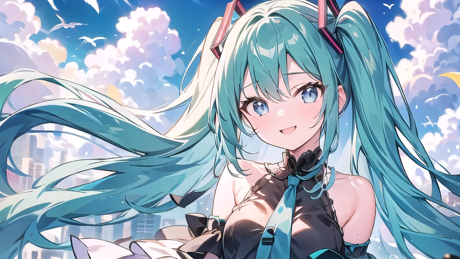 Hatsune Miku、Anime characters、smile、Wearing a Joker costume