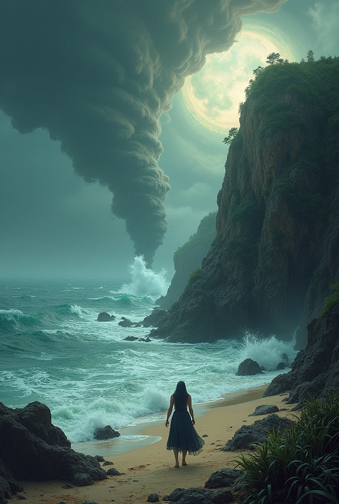 Sexy girl from Kansas being thrown through the air by a massive tornado, wind ripping her clothes off, massive busty breasts, very thicc butt and thighs, THICC, inside a tornado